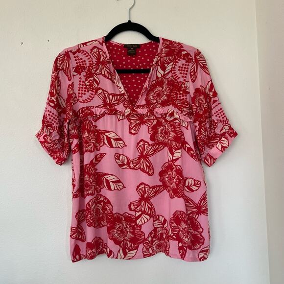 Anthropologie Vineet Bahl Inge Pink & Red Floral Embroidered Blouse - Picture 3 of 7